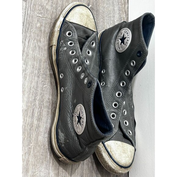 Convers Sneakers Men's Size 9.5 Leather Hi Top Luxury Fashion Black - Picture 1 of 9